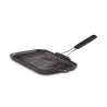 CAST IRON RECTANGULAR GRILL WITH SILICONE HANDLE 36 CM - BLACK