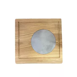 WOODEN TRAY WITH METAL...