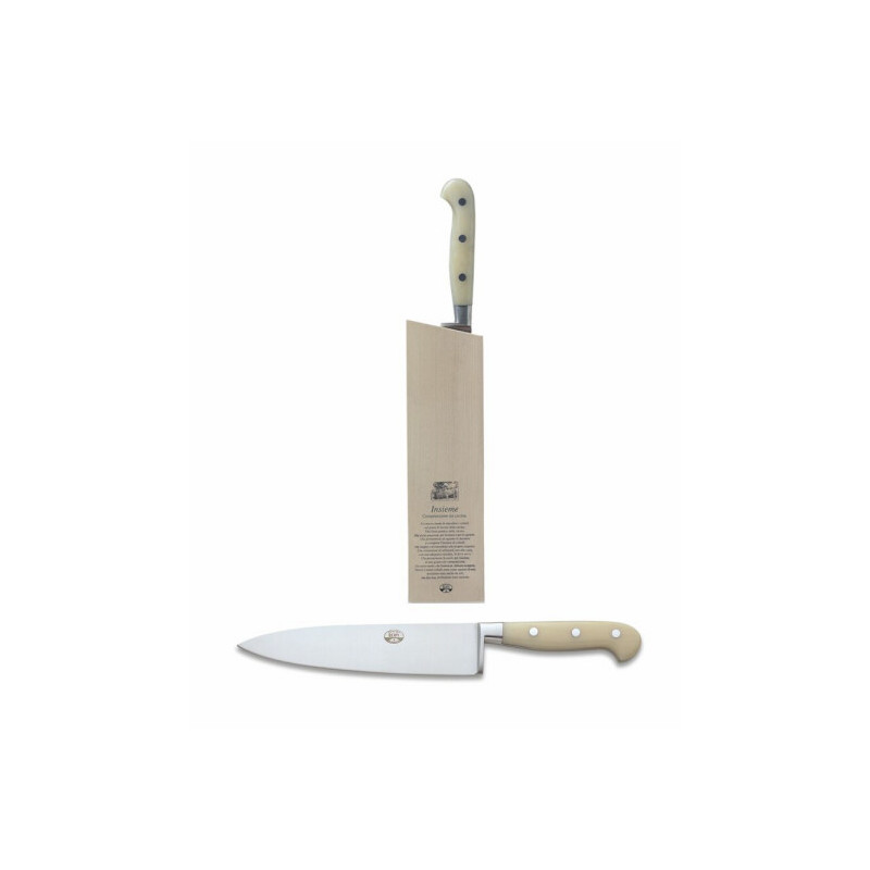 KITCHEN KNIFE WHITE HANDLE WITH BLOCK