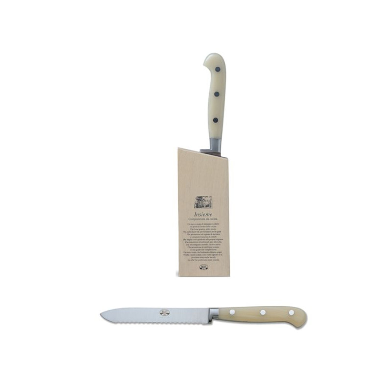 TOMATO KNIFE WHITE HANDLE WITH BLOCK