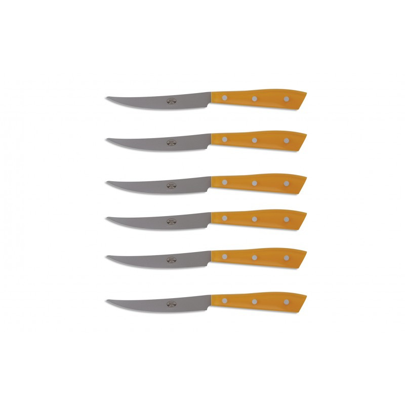 BOX 6 STEAK KNIFE HANDLE AMBER PLEXIGLASS