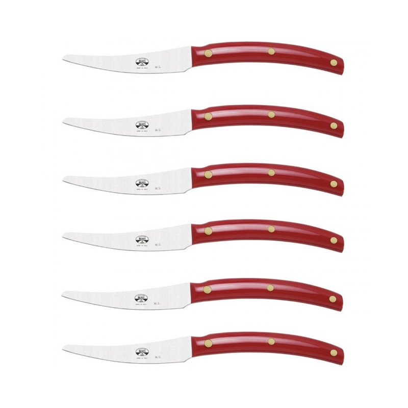 BOX 6 TABLE KNIFE RED HANDLE