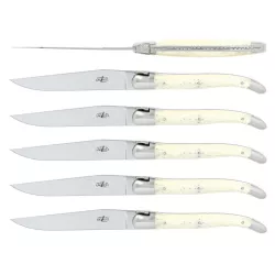 SET OF 6 TABLE KNIVES BONE...