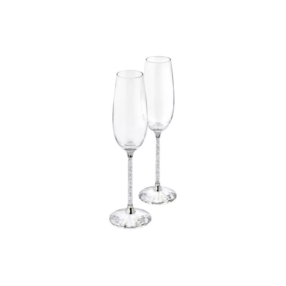SET OF TWO CRYSTAL TOASTING FLUTES, CRYSTALLINE