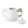 PORCELAIN SUGAR BOWL WITH GOLD HANDLES 13X15 - 09867
