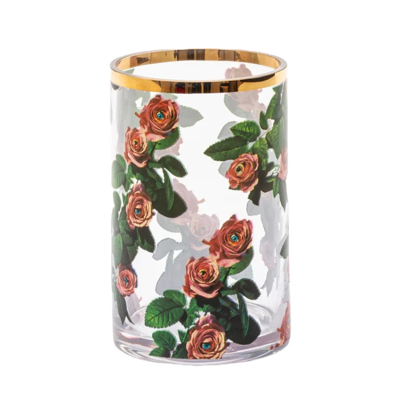 VASE, ROSES, 14 CM, GLASS, 14163