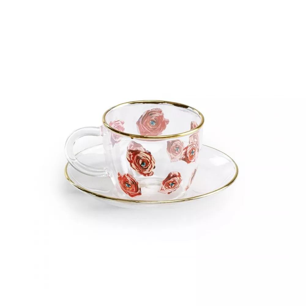 TAZZA CAFFE C/P VETRO ROSES 15971