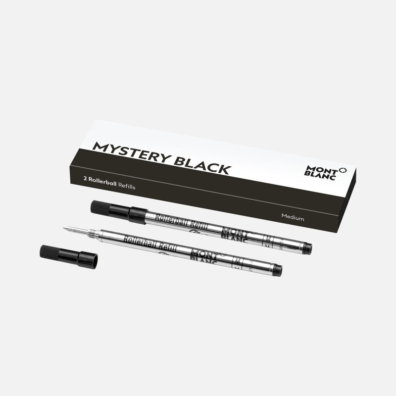 2 ROLLERBALL REFILLS 128231, MEDIUM, MISTERY BLACK