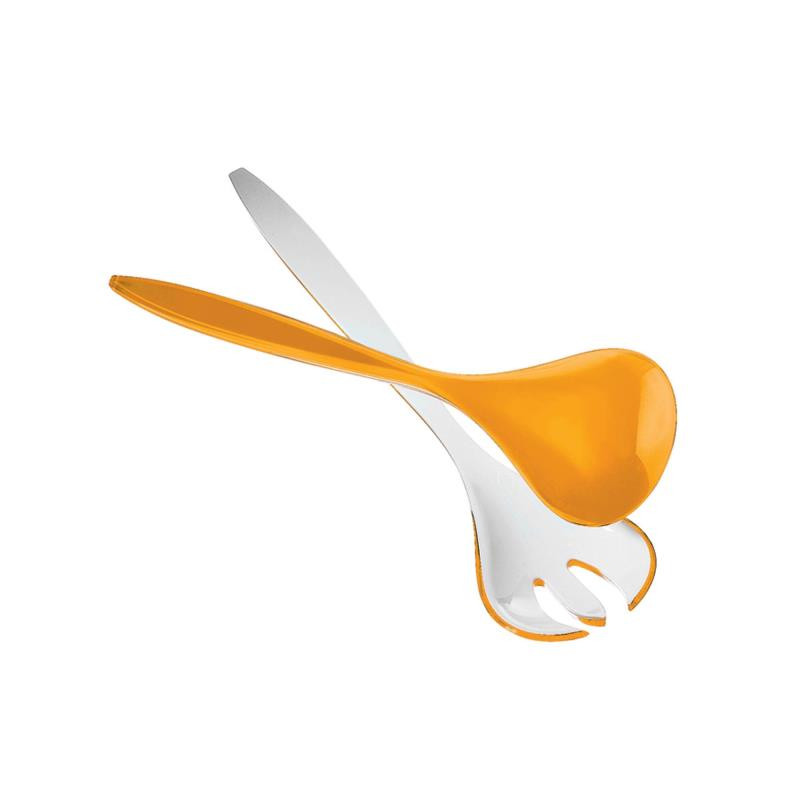 POSATE INSALATA VINTAGE ARANCIO SATINATO MATERIALE PLASTICO