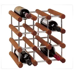 BOTTLES RACK ALLUMINIUM/WALNUT