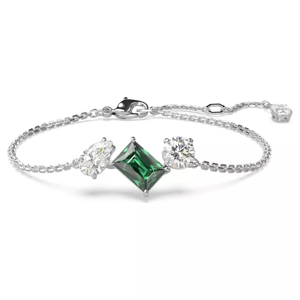 BRACCIALE MESMERA, VERDE E BIANCO, PLACCATURA RODIO 5668360