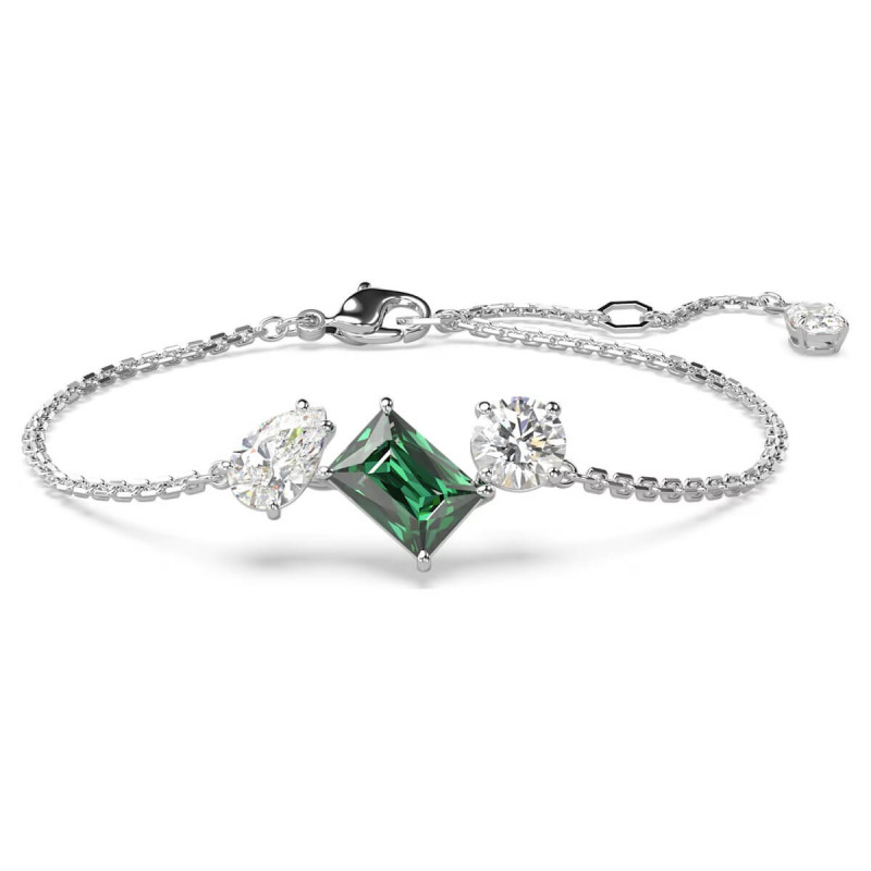 MESMERA BRACELET, GREEN AND WHITE, RHODIUM PLATED 5668360