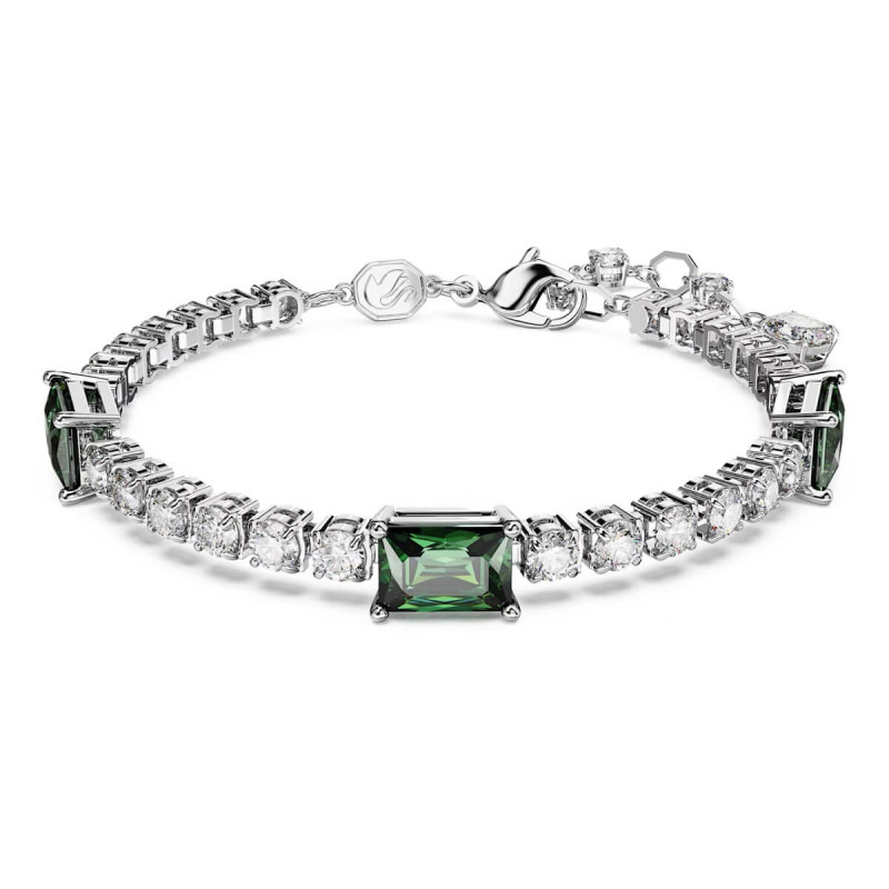 MATRIX TENNIS BRACELET, GREEN, RHODIUM PLATED 5666422