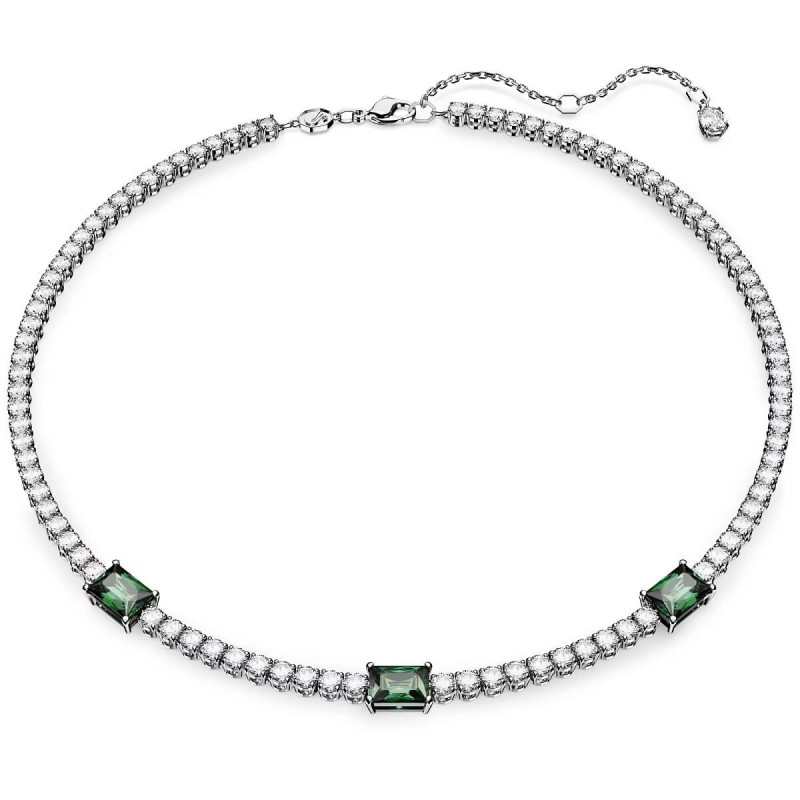 MATRIX NECKLACE, GREEN STONES, RHODIUM PLATED 5666168