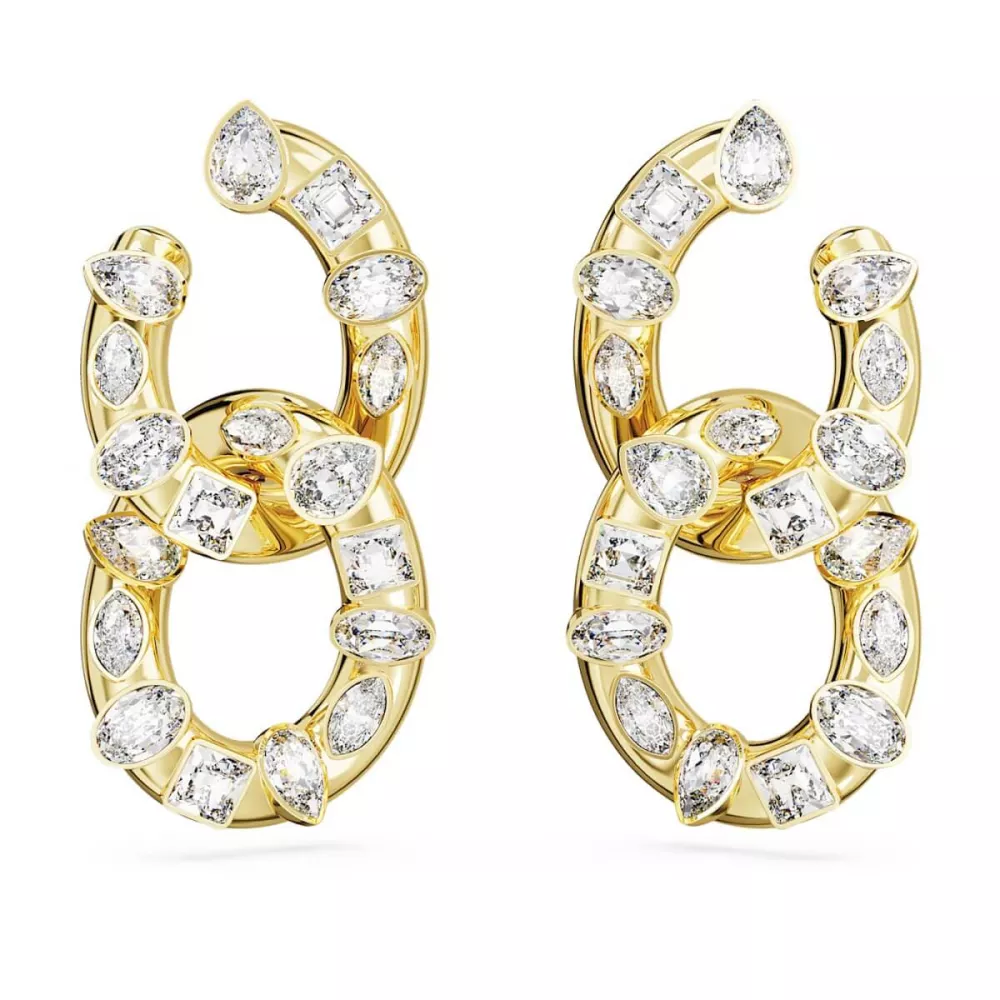 IMBER PIERCED EARRINGS, WHITE, GOLD TONE PLATED 5663263