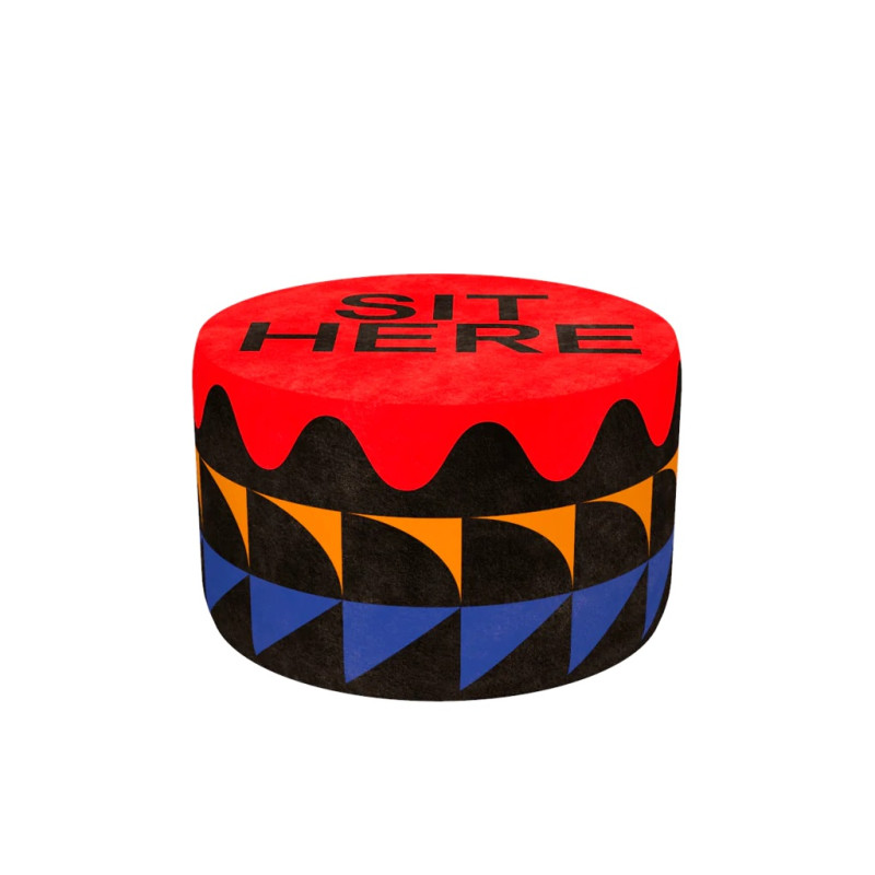 POUF M OGGIAN, ORANGE SIT HERE 46002SR