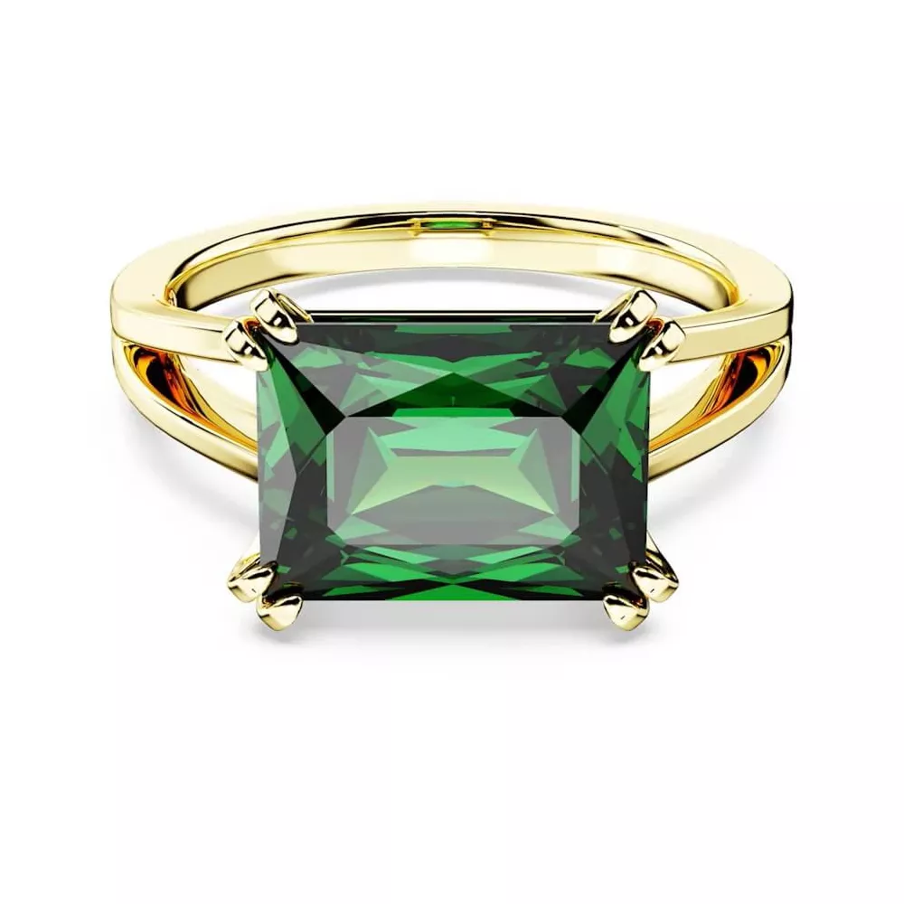 ANELLO MATRIX, TAGLIO RETTANGOLARE, VERDE, PLACCATO ORO