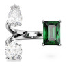 MESMERA OPEN RING, GREEN, MIXED CUTS, RHODIUM PLATED