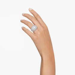LUNA COCKTAIL RING, MOON, WHITE, RHODIUM PLATED