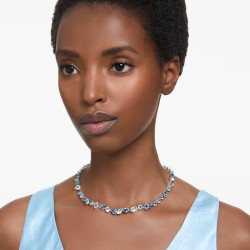 GEMA NECKLACE, MIXED CUTS, BLUE, RHODIUM PLATED 5666007
