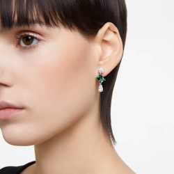 MESMERA EARRINGS, WHITE AND GREEN, RHODIUM PLATED 5665878