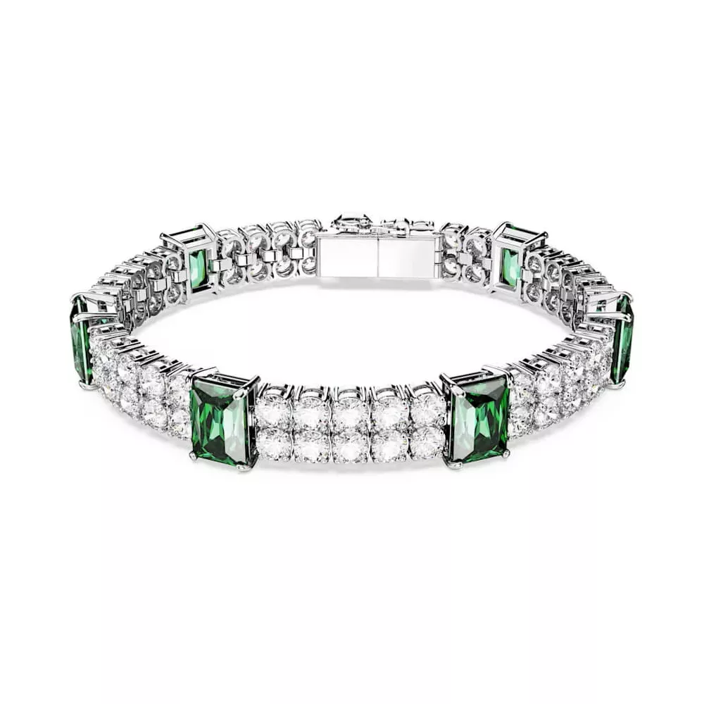 BRACCIALE MATRIX TENNIS, VERDE E BIANCO, PLACCATO RODIO