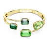 MILLENIA BANGLE, OCTAGON CUTS, GREEN, GOLD TONE PLATED