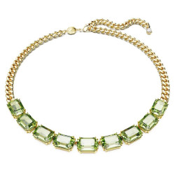 MILLENIA NECKLACE, OCTAGON CUT, GREEN, GOLD TONE PLATED 5671255