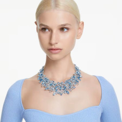 GEMA NECKLACE, MIXED CUTS, BLUE, RHODIUM PLATED 5672879