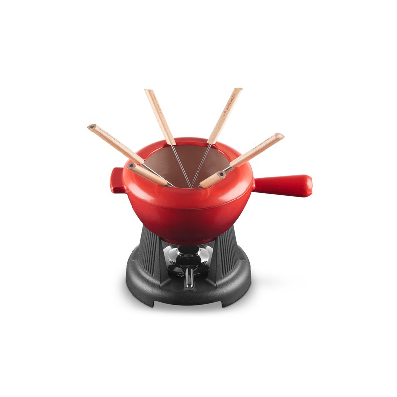 CAST IRON SAVOIARDA FONDUE SET, WITH WOODEN STICKS