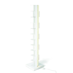 BOOKCASE WITH BUILT-IN LIGHTS, WHITE AND STEEL