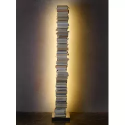 LIBRERIA 15 MENSOLE, RETROILLUMINATO A LED BIANCO E INOX