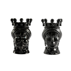 SET OF 2 MOOR HEADS, ARTISANAL CERAMIC