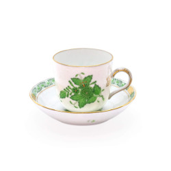 COFFEE CUP WITH SAUCER APPONYI GREEN AV 1709 + 1727