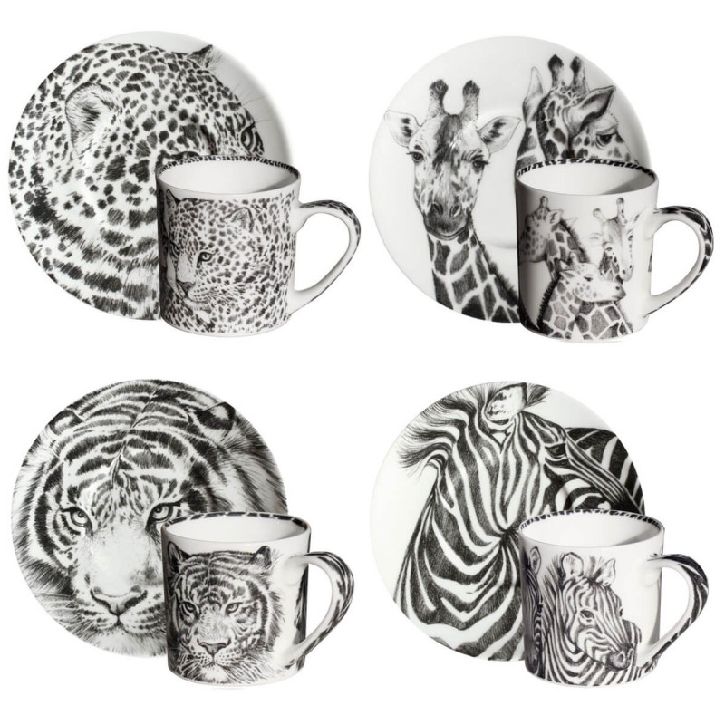 SET OF 4 ESPRESSO CUP AND SAUCER - WILD SPIRIT