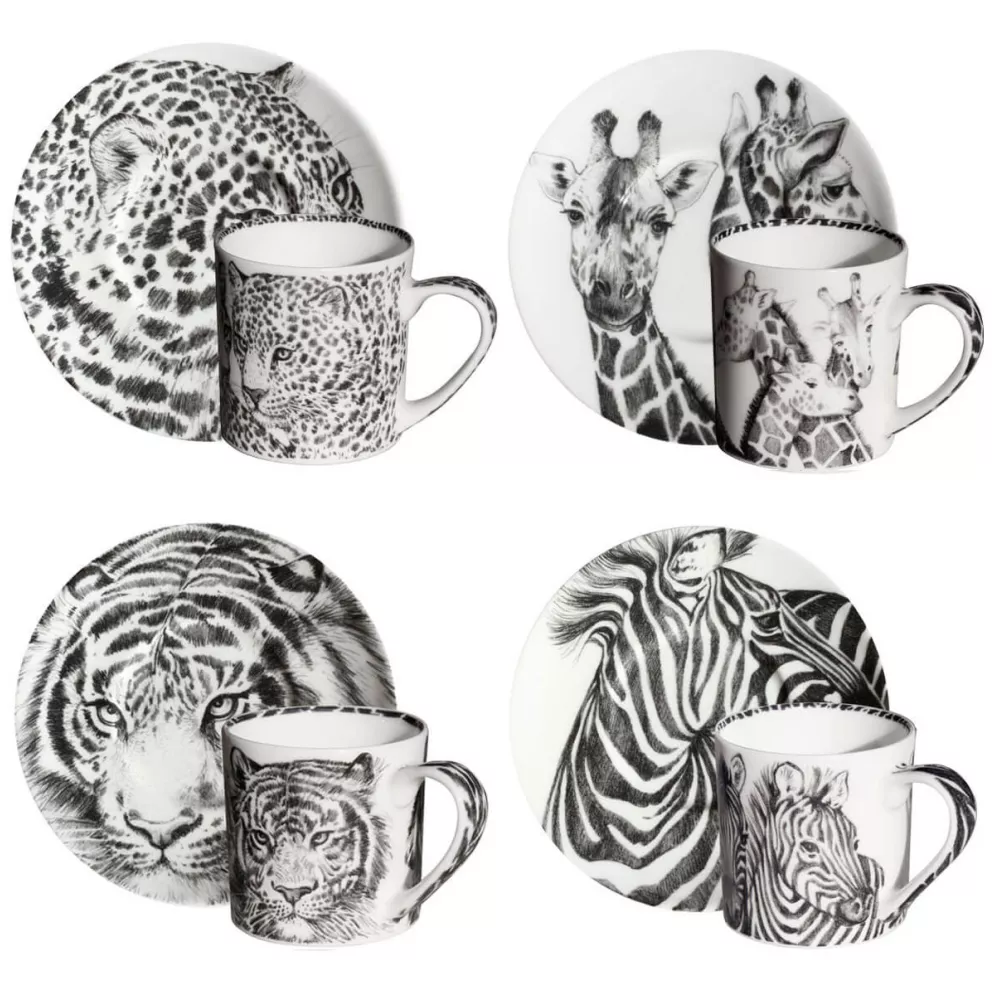 SET OF 4 ESPRESSO CUP AND SAUCER - WILD SPIRIT