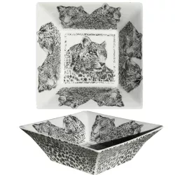 MEDIUM SQUARED BOWL LEOPARD...