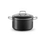 TOUGHENED NON-STICK DEEP STOCKPOT PAN, GLASS LID