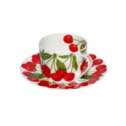 SET OF 4 TEA CUP AND SAUCER - RED CHERRY