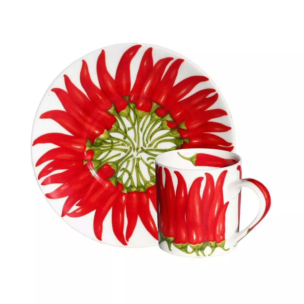 SET DI 4 TAZZE CAFFÈ CON PIATTINO - RED PEPPER