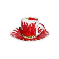 SET OF 4 ESPRESSO CUP AND SAUCER - RED PEPPER
