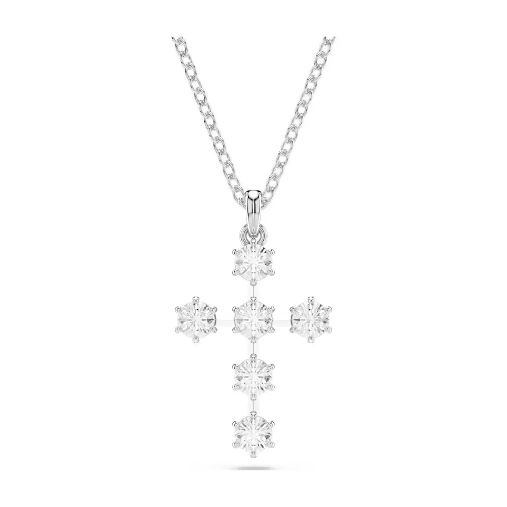 INSIGNE PENDANT, CROSS, ROUND CUT, WHITE, RHODIUM PLATED 5675576
