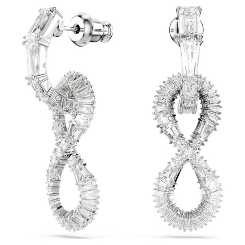 HYPERBOLA DROP EARRINGS, INFINITY, WHITE, RHODIUM PLATED 5679793