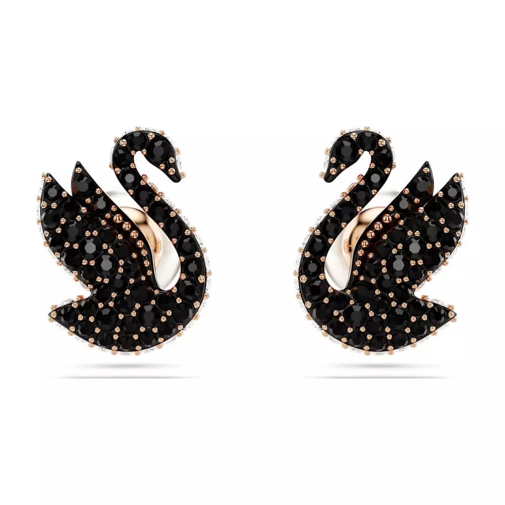 SWAN STUD EARRINGS, ROSE GOLD TONE PLATED 5684608