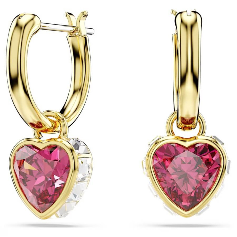 CHROMA DROP EARRINGS, HEART, RED, GOLD PLATED 5684760