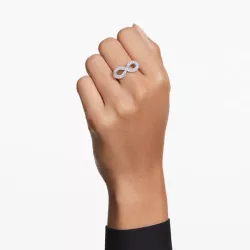 HYPERBOLA RING, INFINITY, WHITE, RHODIUM PLATED