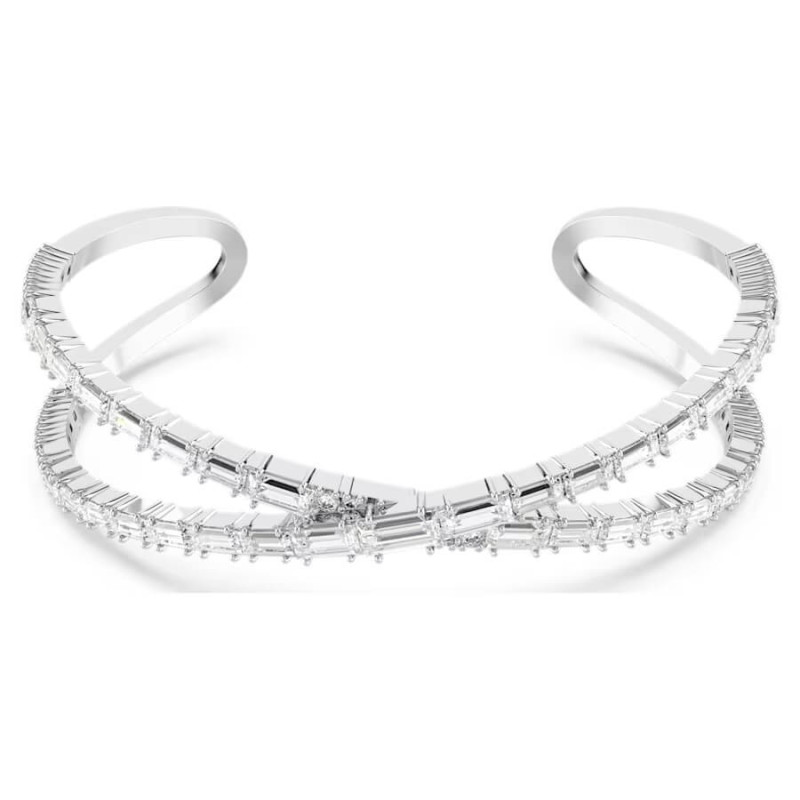 BRACCIALE RIGIDO HYPERBOLA INFINITO, BIANCO, PLACCATO RODIO