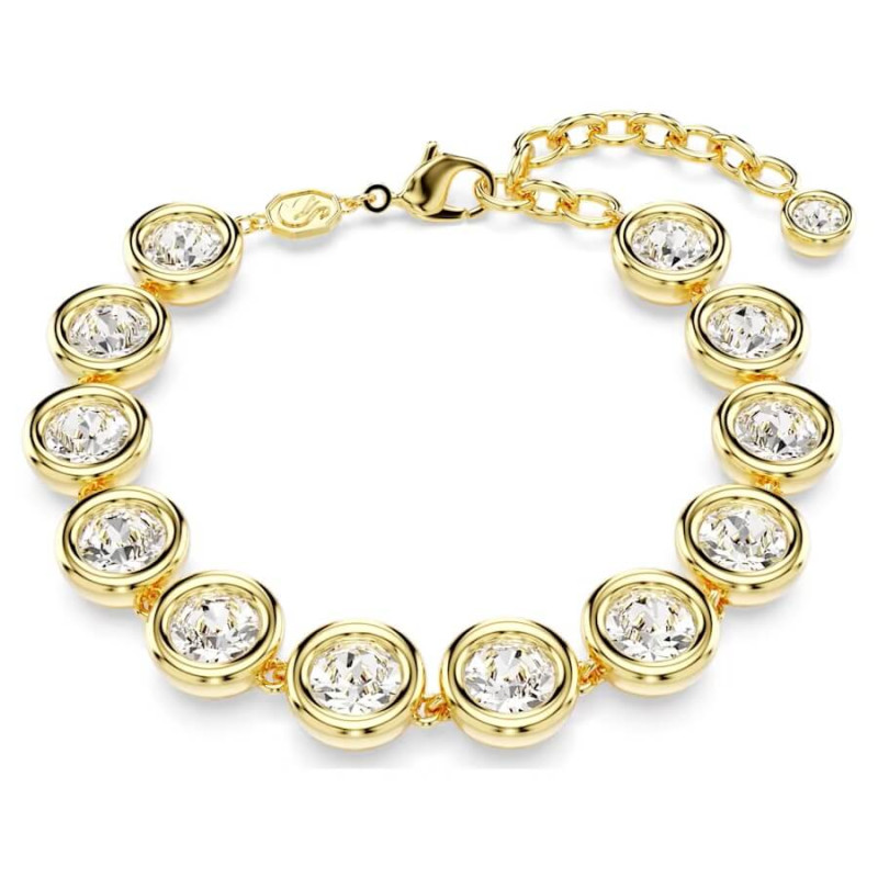 IMBER BRACELET, ROUND CUT, WHITE, GOLD PLATED 5682586