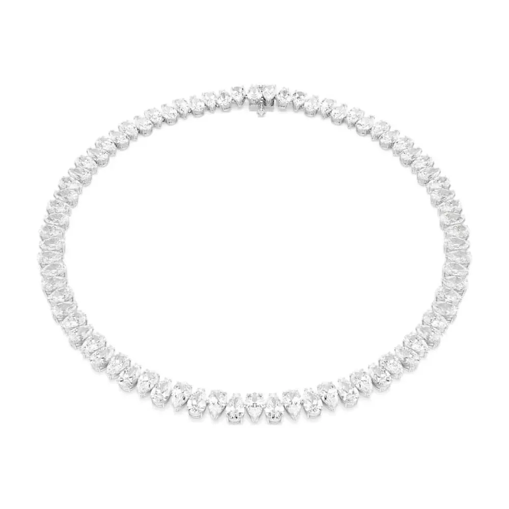 MATRIX NECKLACE, PEAR CUT, WHITE, RHODIUM PLATED, 5662277