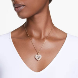 HYPERBOLA NECKLACE, HEART, WHITE, GOLD PLATED 5680399